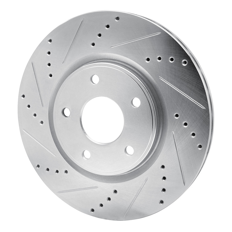 Chrysler Grand Caravan Brake Rotor (1) - Front Left - R1 Concepts - Drilled & Slotted - Silver - `12-`25